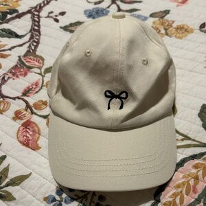 Cream Women’s Ball Cap with Bow Embroidery